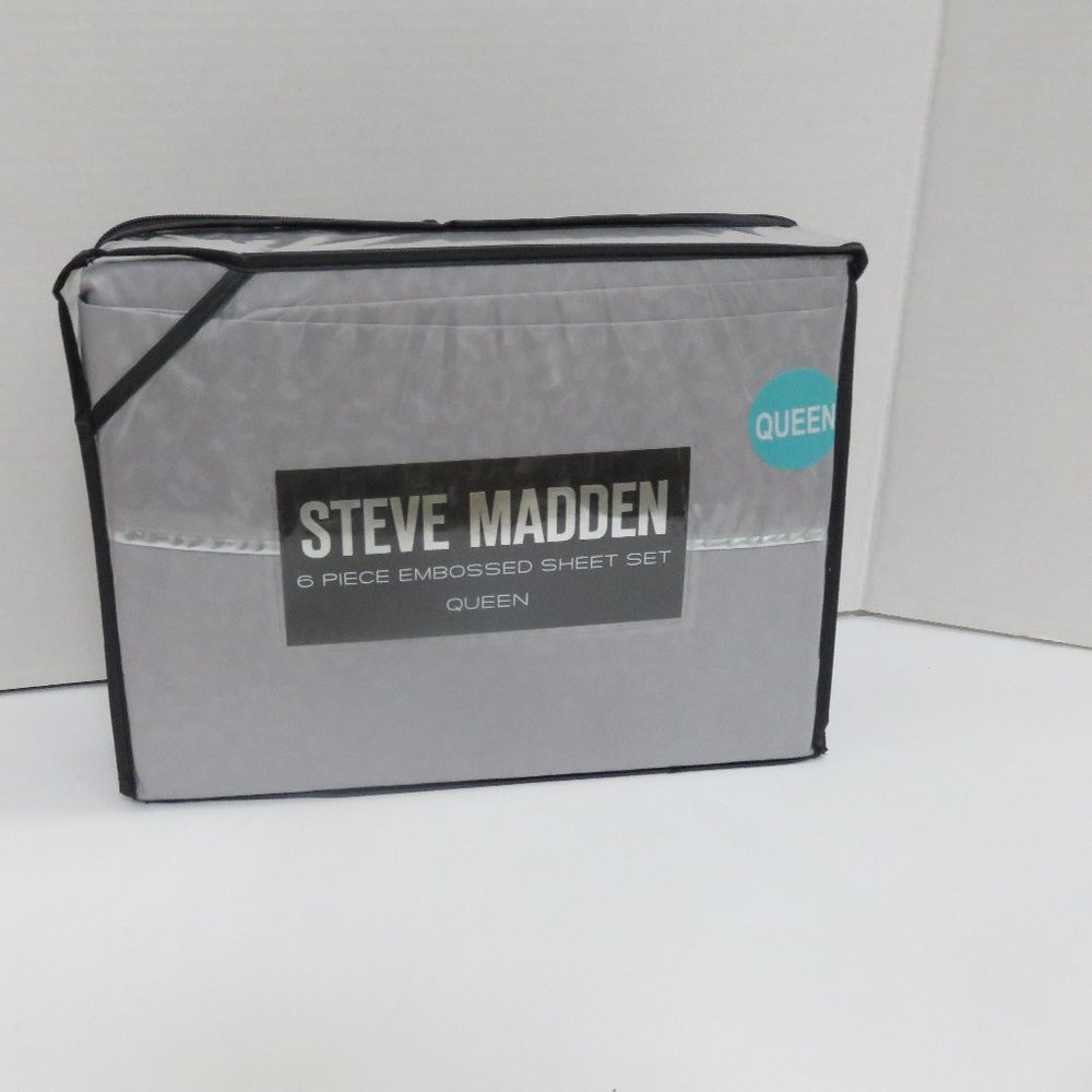 Steve Madden Queen 6pc Embossed Gray Sheet Set